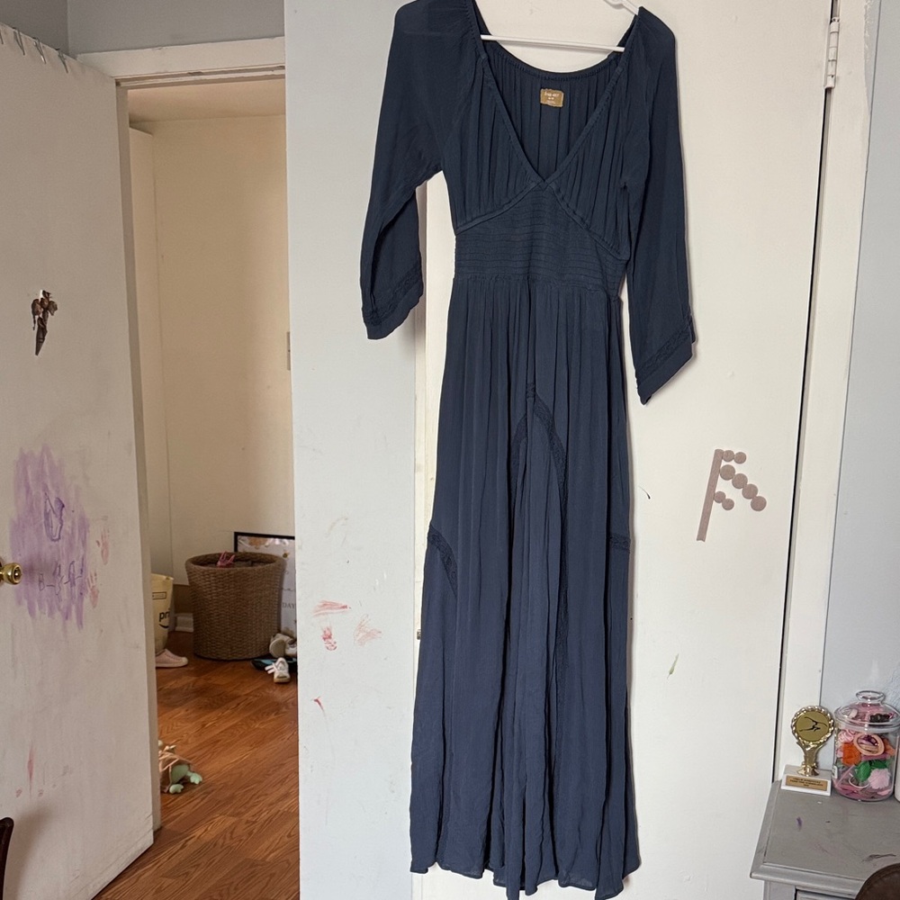 Free People Deep Blue Long Sleeve Dress